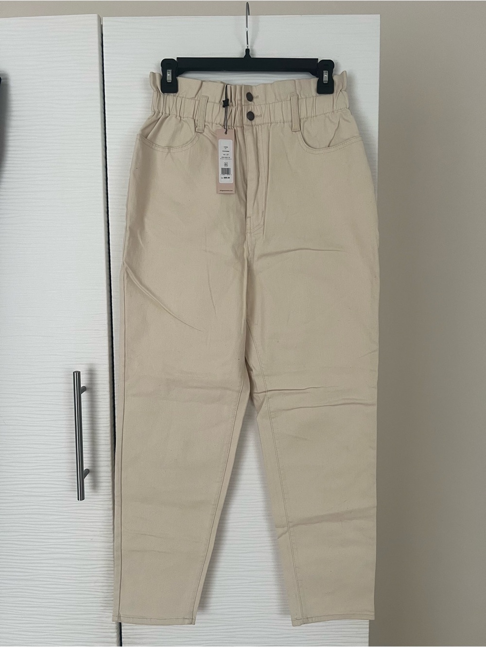 BCBGeneration Cream Casual Pants with Elastic Waist